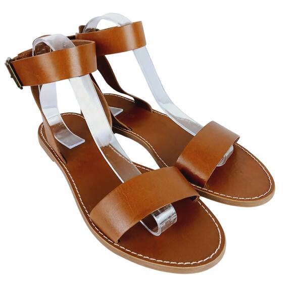 Madewell SZ 9.5 The Boardwalk Ankle-Strap Sandal in English Saddle Runs Small - Picture 2 of 7